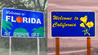 California Florida DeSantis Newsom freedom | Illustration: Lex Villena; Miroslav Liska, Wellesenterprises | Dreamstime.com 